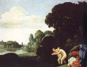 Carlo Saraceni landscape with salmacis and hermaphroditus oil painting reproduction